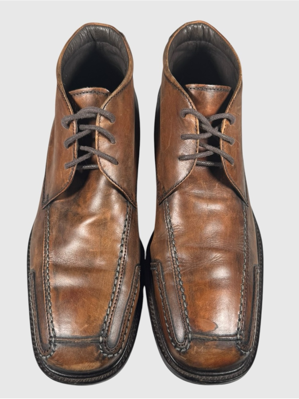 Aston Grey Men’s 9 Brown Leather Moc Toe Chukka Boots Style 3012 - Picture 2 of 7